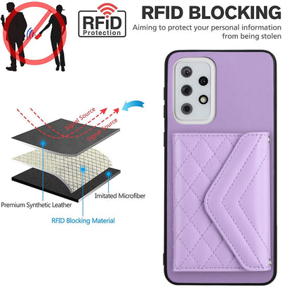 Samsung Galaxy A33 5G Leather Case with Card Holder & RFID Protection, Long Lanyard Included