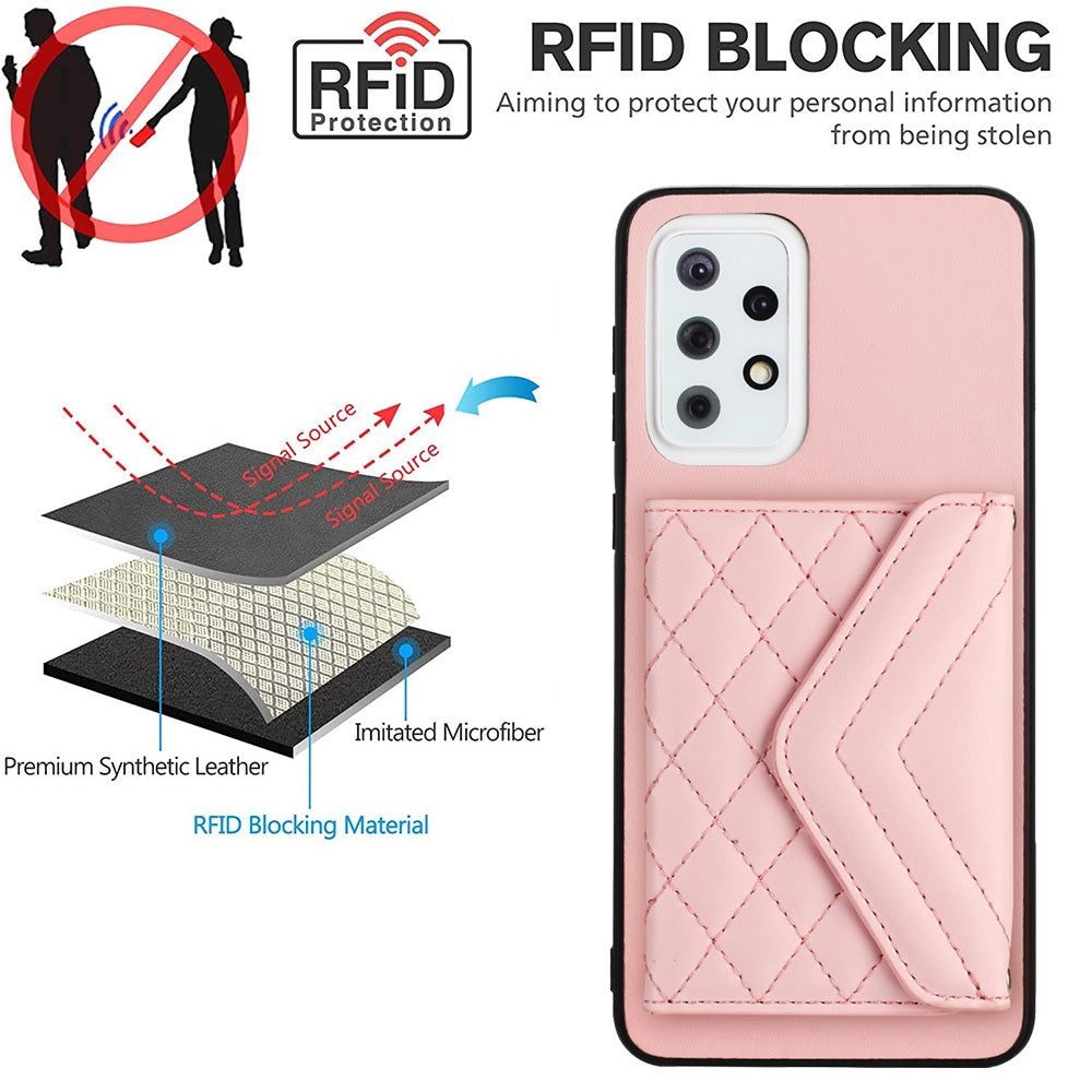Samsung Galaxy A33 5G Leather Case with Card Holder & RFID Protection, Long Lanyard Included