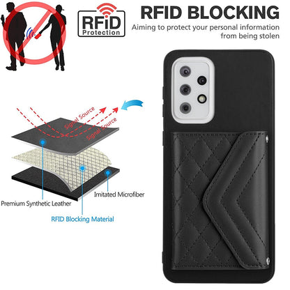 Samsung Galaxy A33 5G Leather Case with Card Holder & RFID Protection, Long Lanyard Included