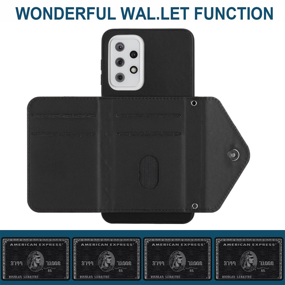 Samsung Galaxy A33 5G Leather Case with Card Holder & RFID Protection, Long Lanyard Included
