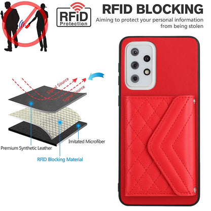 Samsung Galaxy A33 5G Leather Case with Card Holder & RFID Protection, Long Lanyard Included