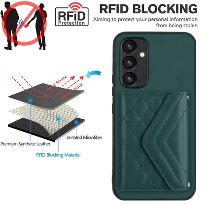 Samsung Galaxy A34 5G Leather Case with Card Holder & RFID Protection, Long Lanyard Included