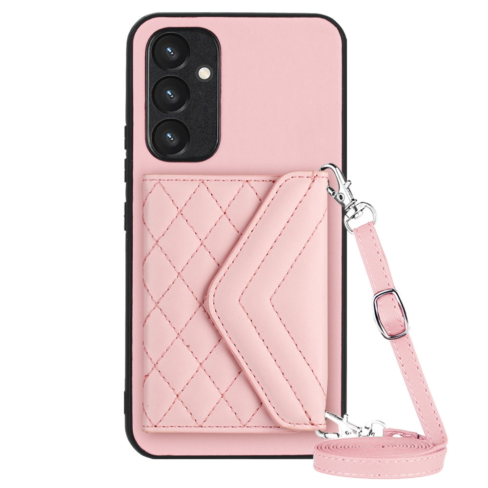 Samsung Galaxy A34 5G Leather Case with Card Holder & RFID Protection, Long Lanyard Included