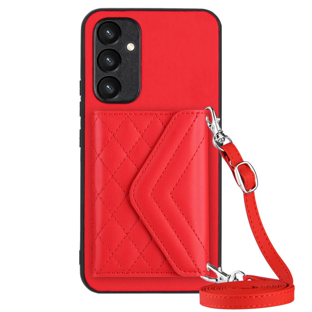 Samsung Galaxy A34 5G Leather Case with Card Holder & RFID Protection, Long Lanyard Included