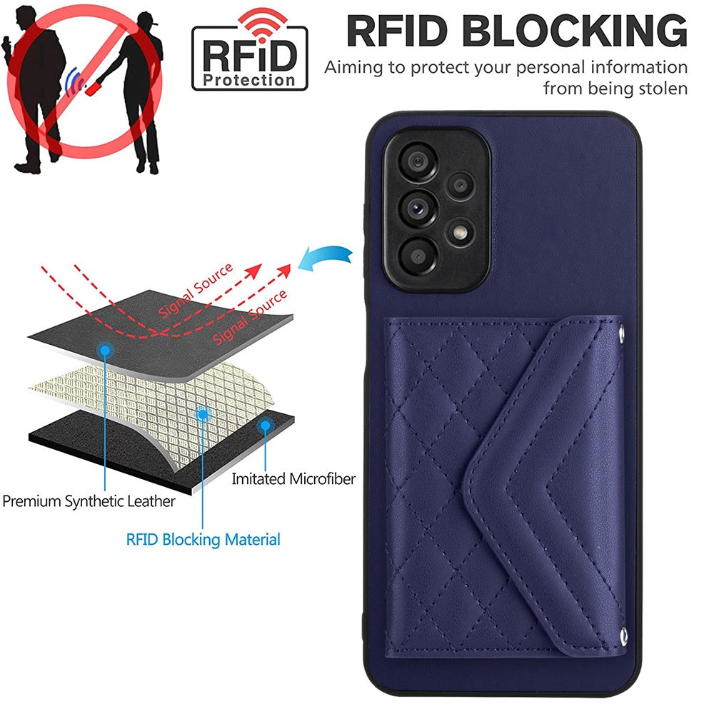 Samsung Galaxy A52 Leather Case with Card Holder & RFID Protection, Long Lanyard Included