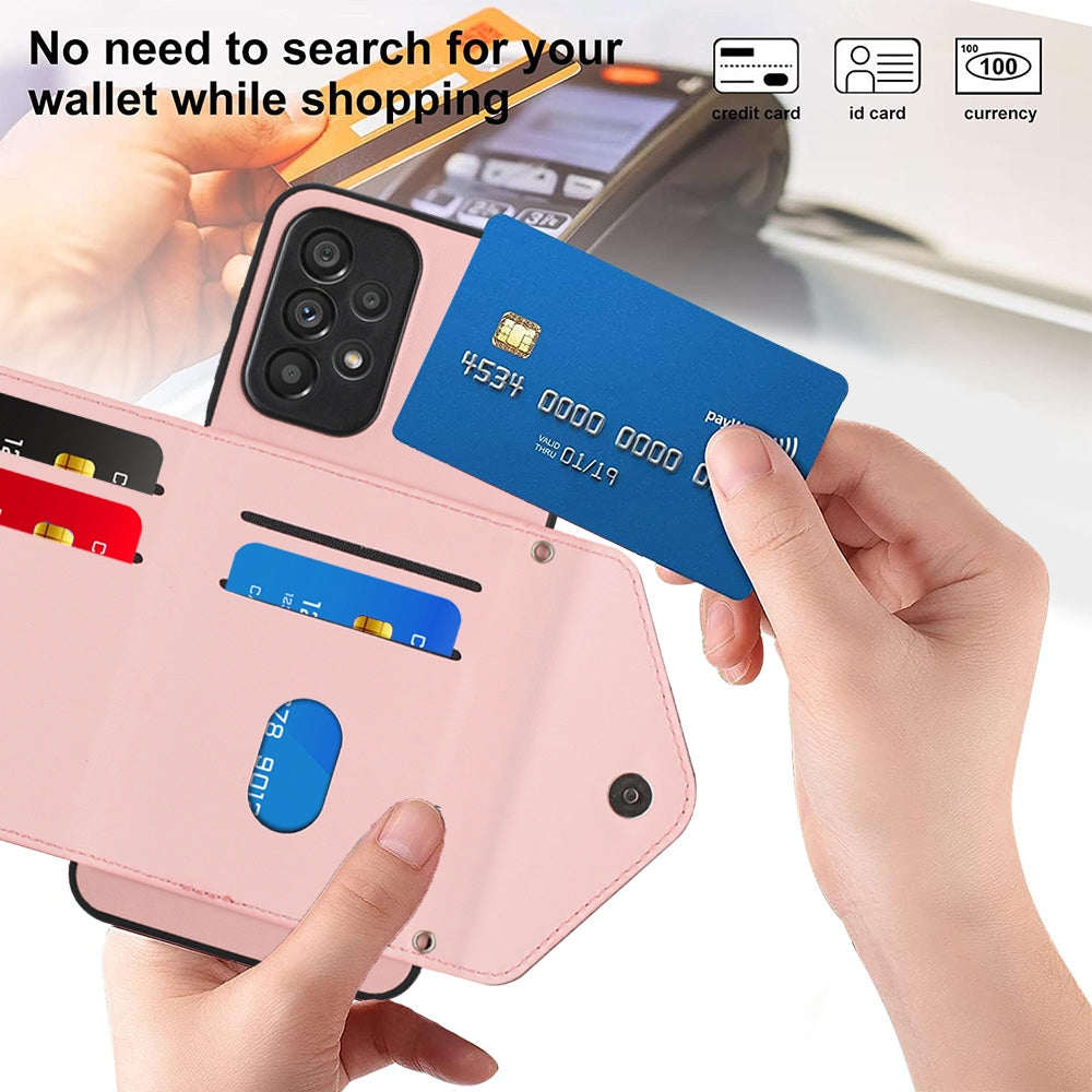 Samsung Galaxy A53 5G Leather Case with Card Holder & RFID Protection, Long Lanyard Included