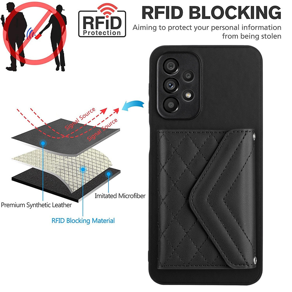 Samsung Galaxy A53 5G Leather Case with Card Holder & RFID Protection, Long Lanyard Included