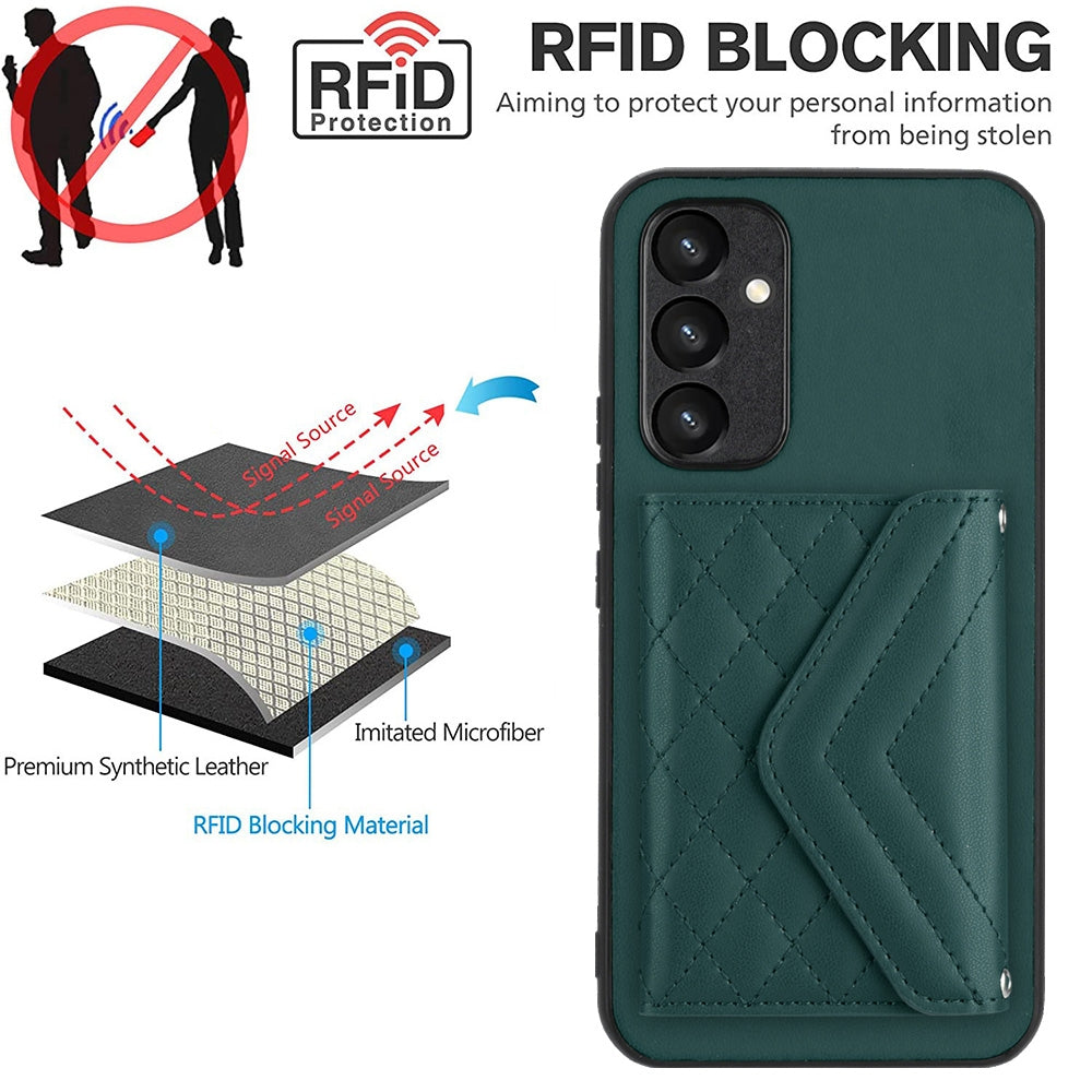 Samsung Galaxy A54 5G Leather Case with Card Holder & RFID Protection, Long Lanyard Included