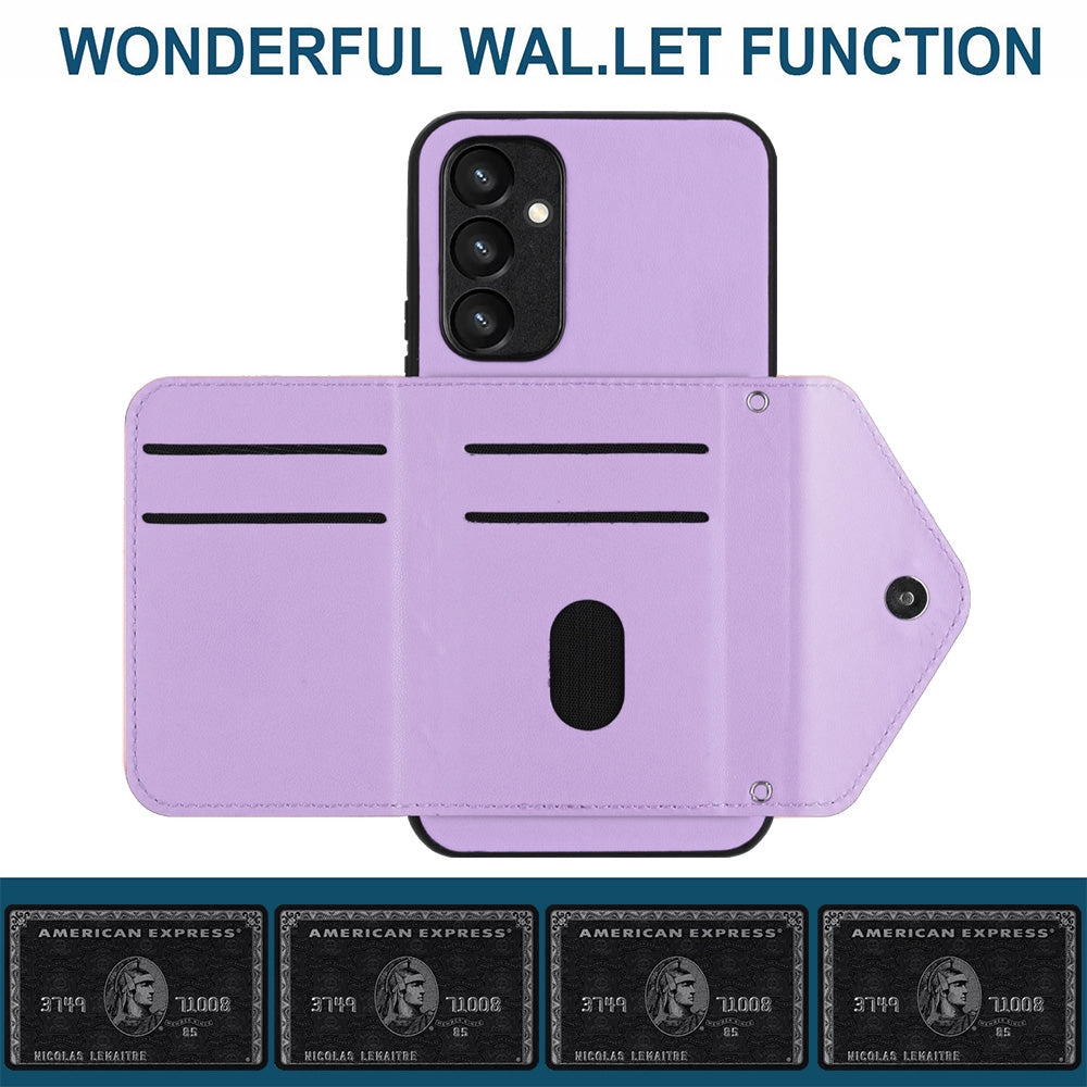 Samsung Galaxy A54 5G Leather Case with Card Holder & RFID Protection, Long Lanyard Included