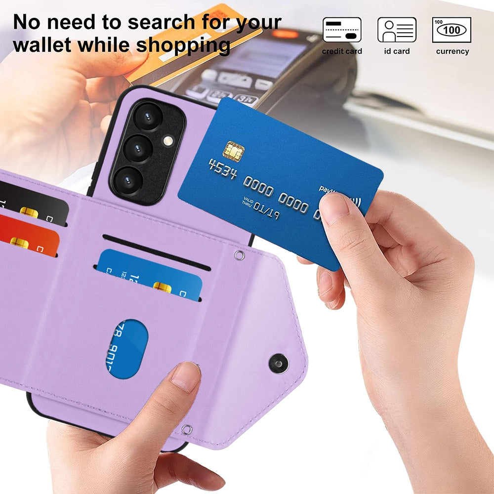 Samsung Galaxy A54 5G Leather Case with Card Holder & RFID Protection, Long Lanyard Included