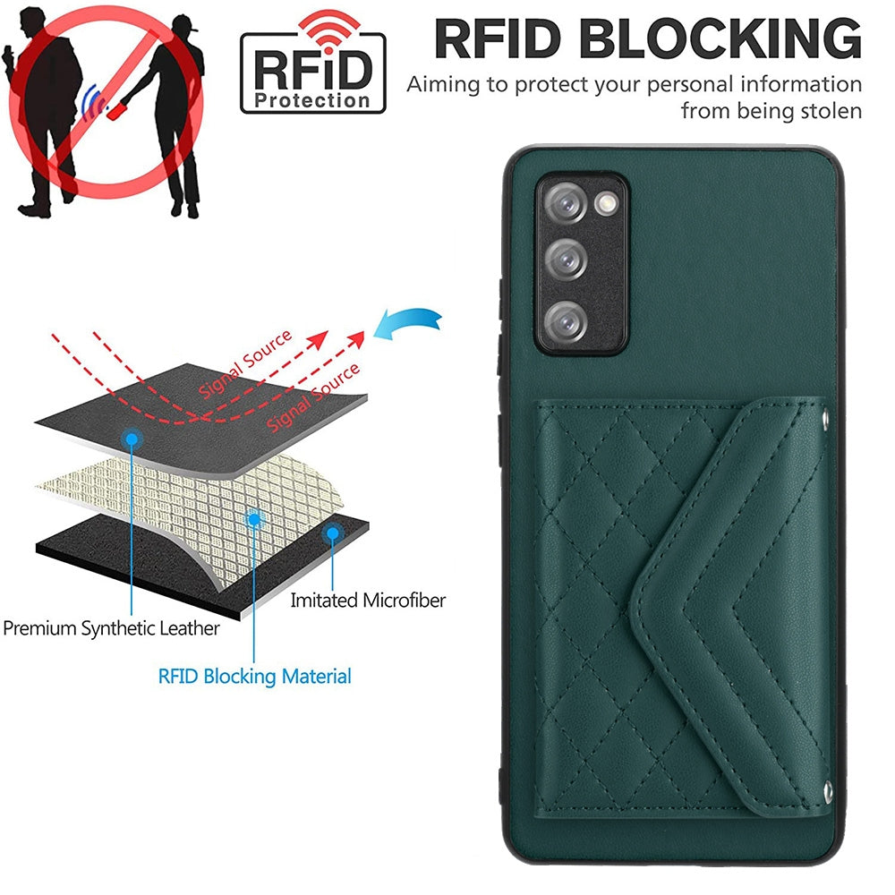 Samsung Galaxy S20 FE Leather Case with Card Holder & RFID Protection, Long Lanyard Included