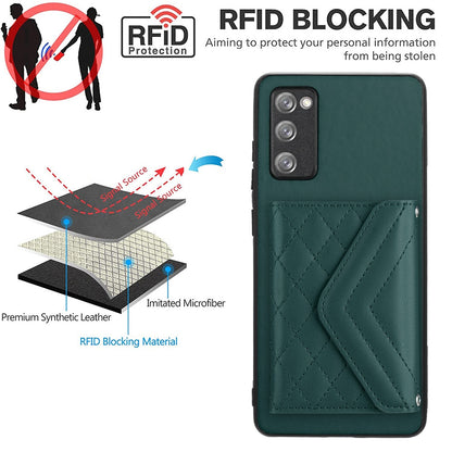 Samsung Galaxy S20 FE Leather Case with Card Holder & RFID Protection, Long Lanyard Included