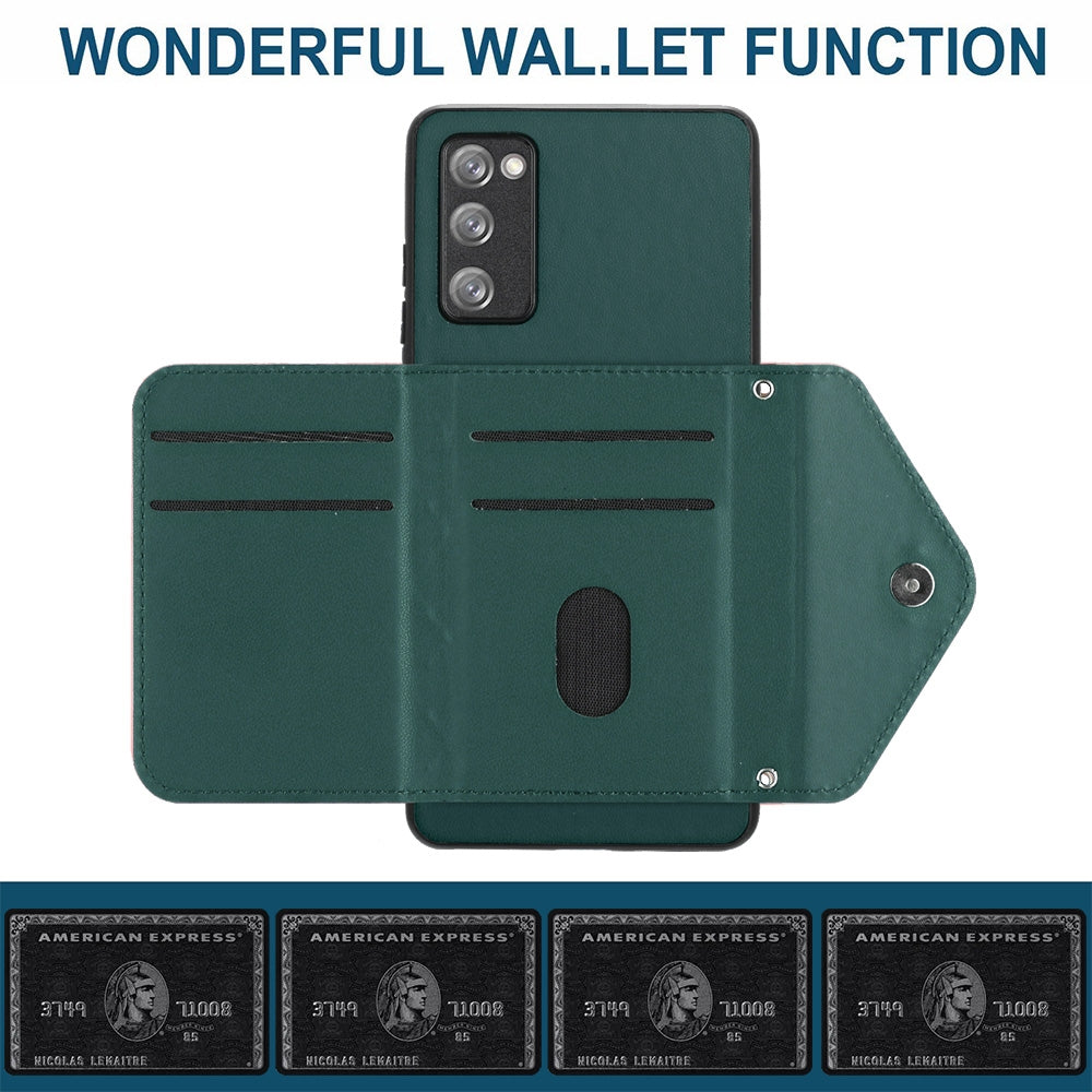 Samsung Galaxy S20 FE Leather Case with Card Holder & RFID Protection, Long Lanyard Included