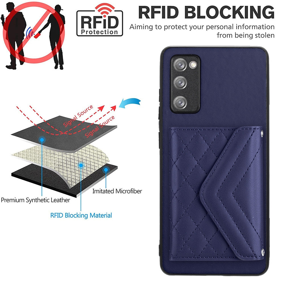 Samsung Galaxy S20 FE Leather Case with Card Holder & RFID Protection, Long Lanyard Included