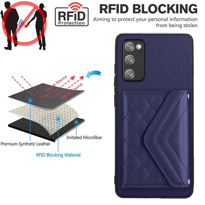 Samsung Galaxy S20 FE Leather Case with Card Holder & RFID Protection, Long Lanyard Included