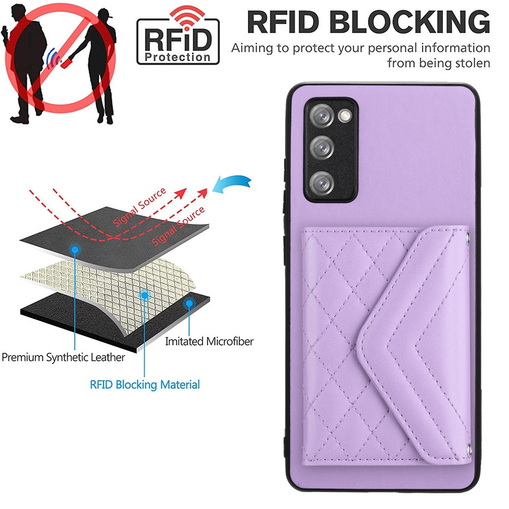 Samsung Galaxy S20 FE Leather Case with Card Holder & RFID Protection, Long Lanyard Included