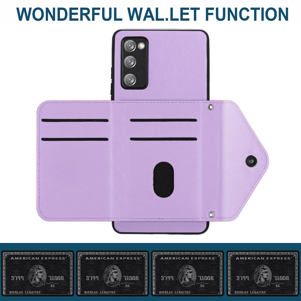 Samsung Galaxy S20 FE Leather Case with Card Holder & RFID Protection, Long Lanyard Included