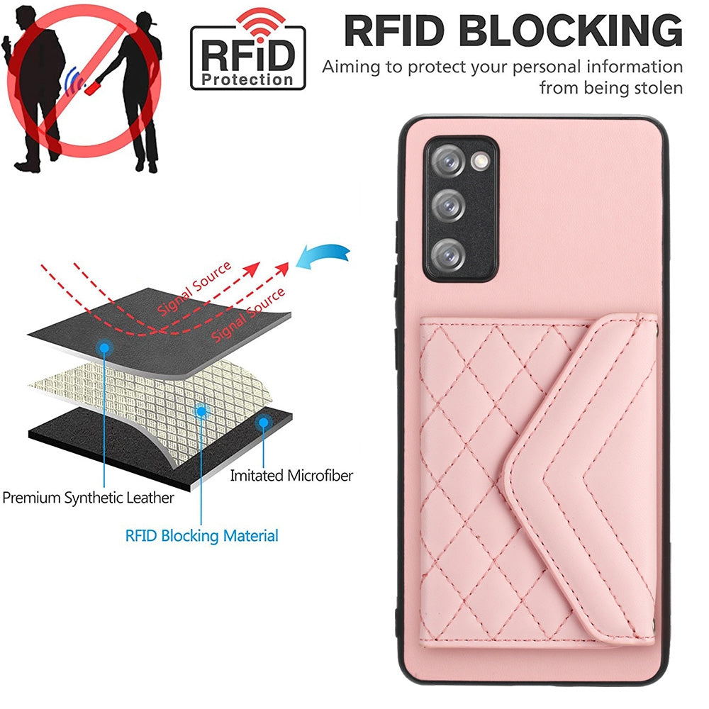 Samsung Galaxy S20 FE Leather Case with Card Holder & RFID Protection, Long Lanyard Included