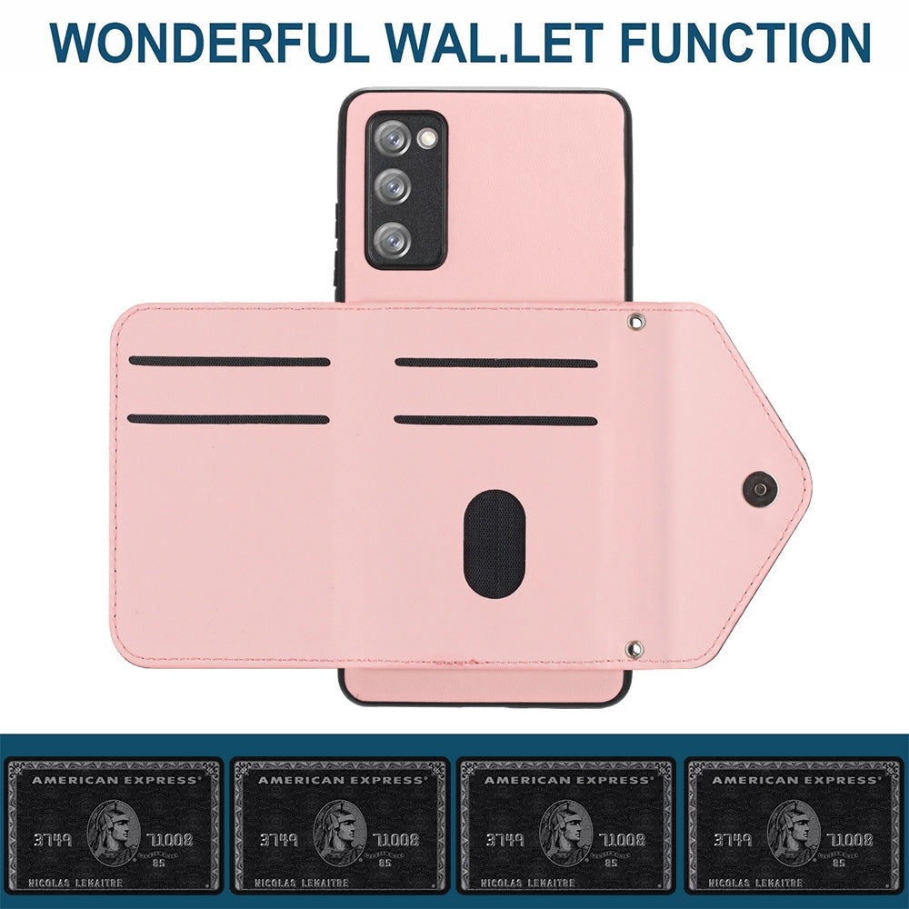 Samsung Galaxy S20 FE Leather Case with Card Holder & RFID Protection, Long Lanyard Included