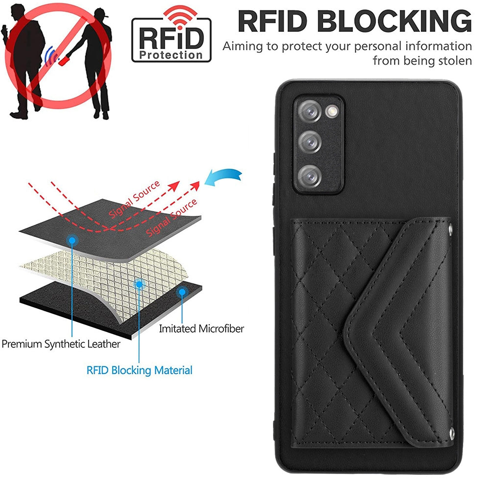 Samsung Galaxy S20 FE Leather Case with Card Holder & RFID Protection, Long Lanyard Included