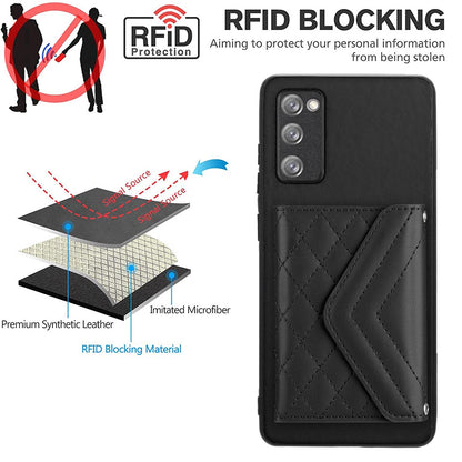 Samsung Galaxy S20 FE Leather Case with Card Holder & RFID Protection, Long Lanyard Included