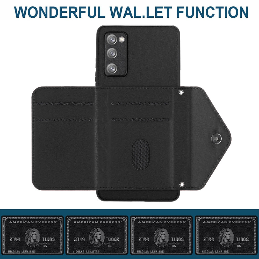 Samsung Galaxy S20 FE Leather Case with Card Holder & RFID Protection, Long Lanyard Included
