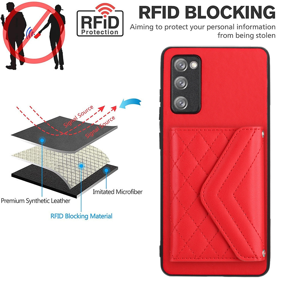 Samsung Galaxy S20 FE Leather Case with Card Holder & RFID Protection, Long Lanyard Included