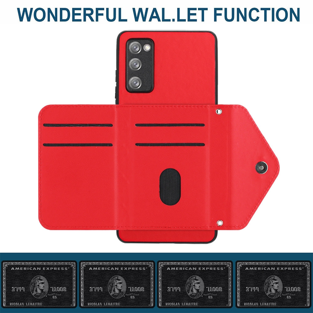 Samsung Galaxy S20 FE Leather Case with Card Holder & RFID Protection, Long Lanyard Included