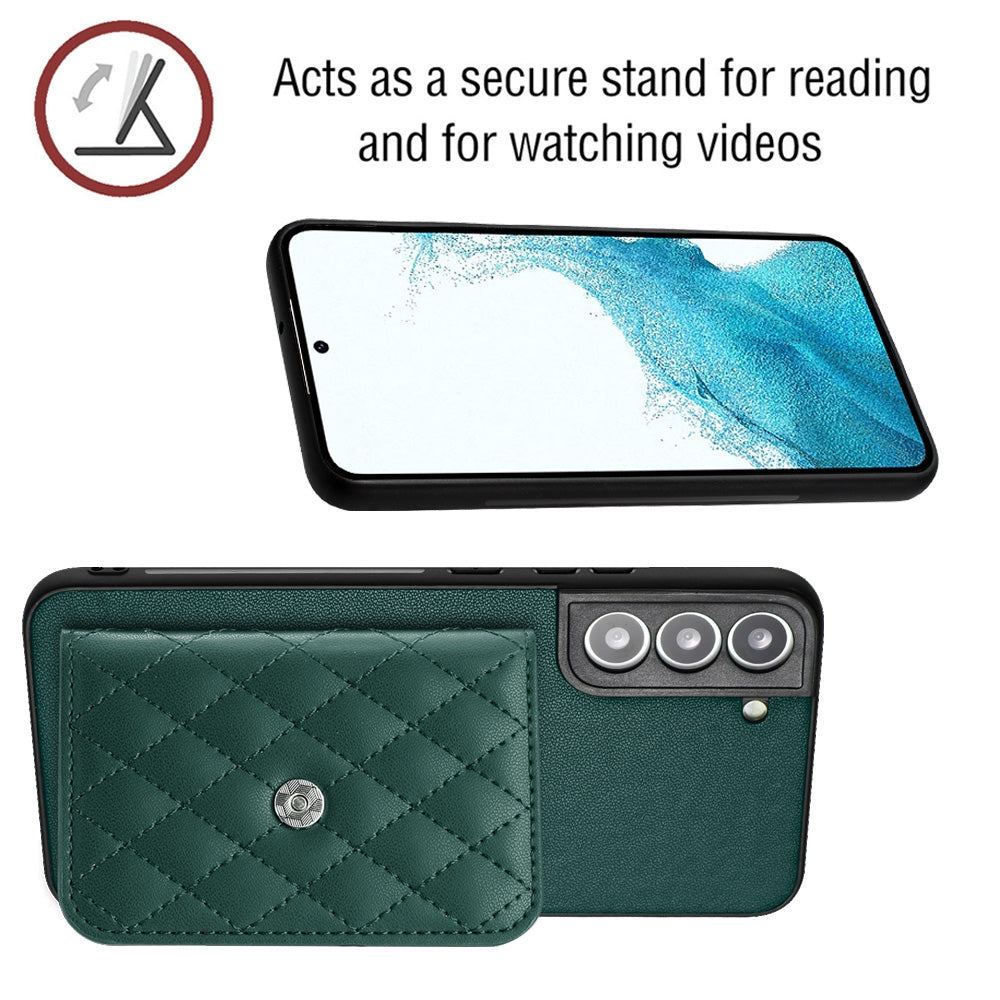 Samsung Galaxy S21 FE Leather Case with Card Holder & RFID Protection, Long Lanyard Included