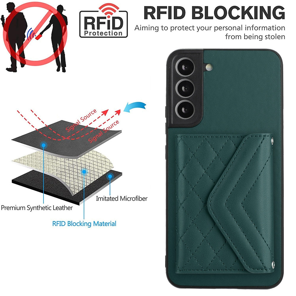 Samsung Galaxy S21 FE Leather Case with Card Holder & RFID Protection, Long Lanyard Included