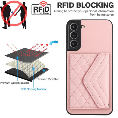 Samsung Galaxy S21 FE Leather Case with Card Holder & RFID Protection, Long Lanyard Included