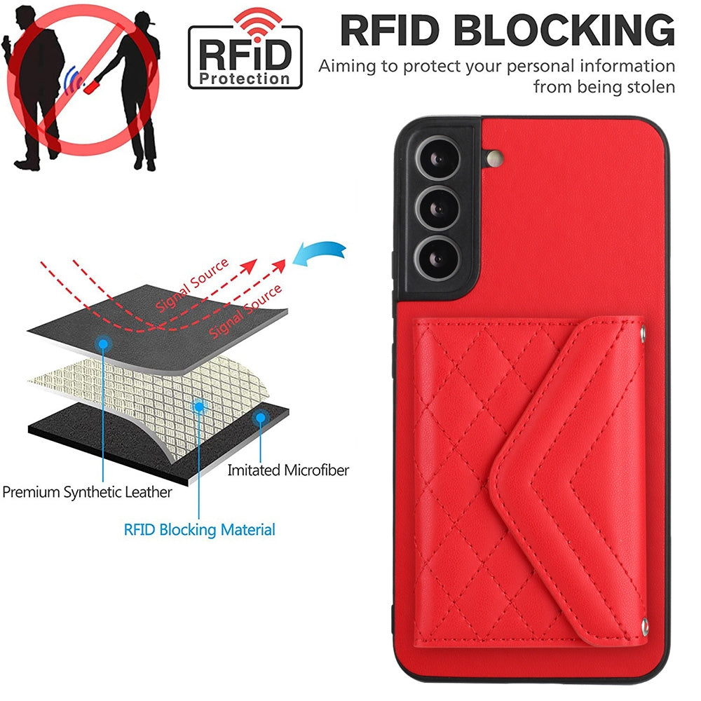 Samsung Galaxy S21 FE Leather Case with Card Holder & RFID Protection, Long Lanyard Included