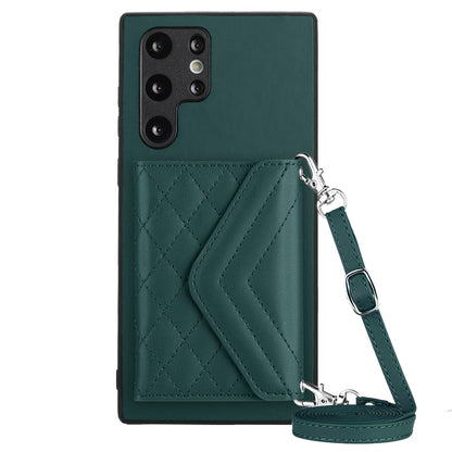 Samsung Galaxy S22 Ultra 5G Leather Case with Card Holder & RFID Protection, Long Lanyard Included