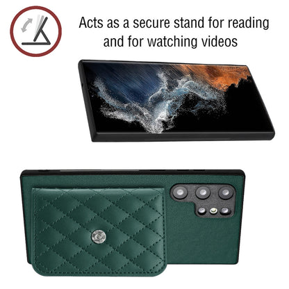 Samsung Galaxy S22 Ultra 5G Leather Case with Card Holder & RFID Protection, Long Lanyard Included
