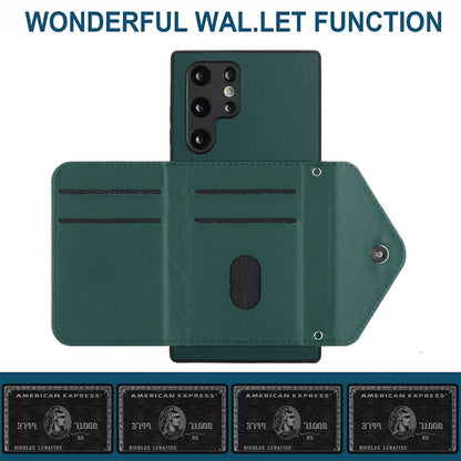 Samsung Galaxy S22 Ultra 5G Leather Case with Card Holder & RFID Protection, Long Lanyard Included