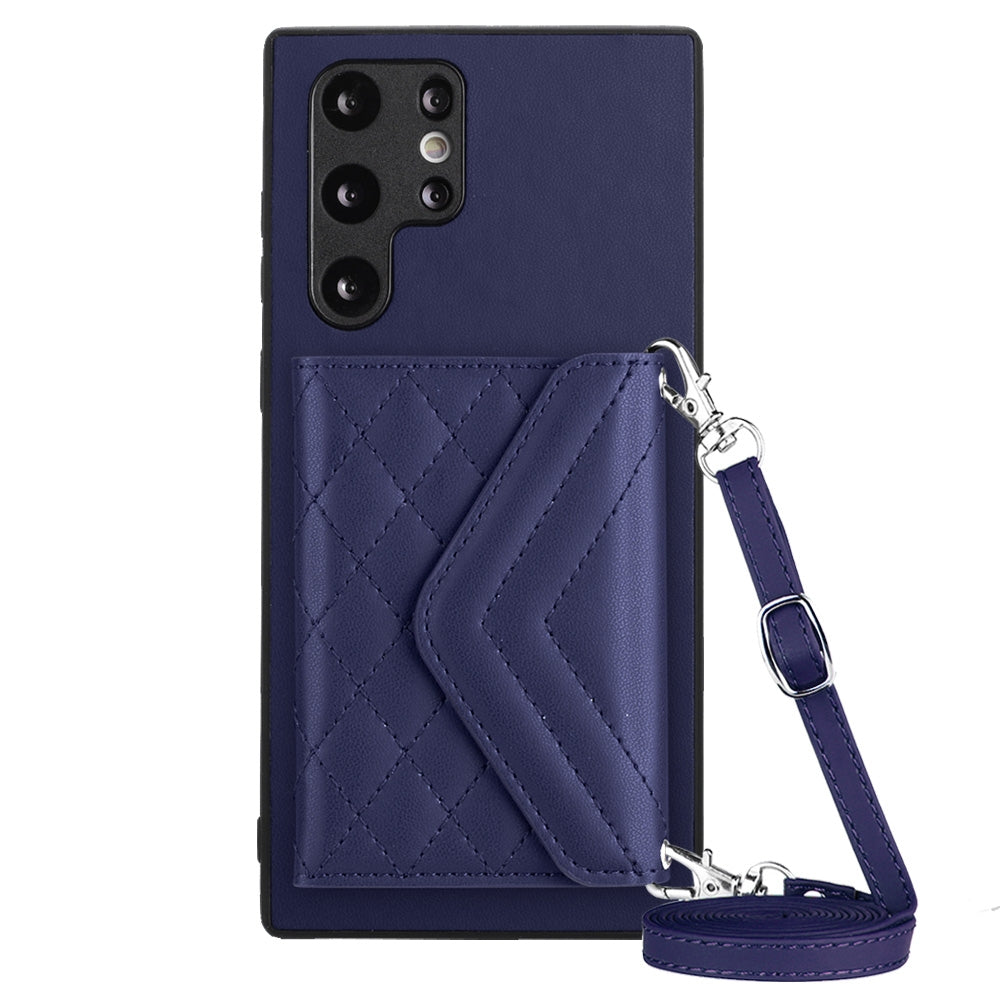 Samsung Galaxy S22 Ultra 5G Leather Case with Card Holder & RFID Protection, Long Lanyard Included