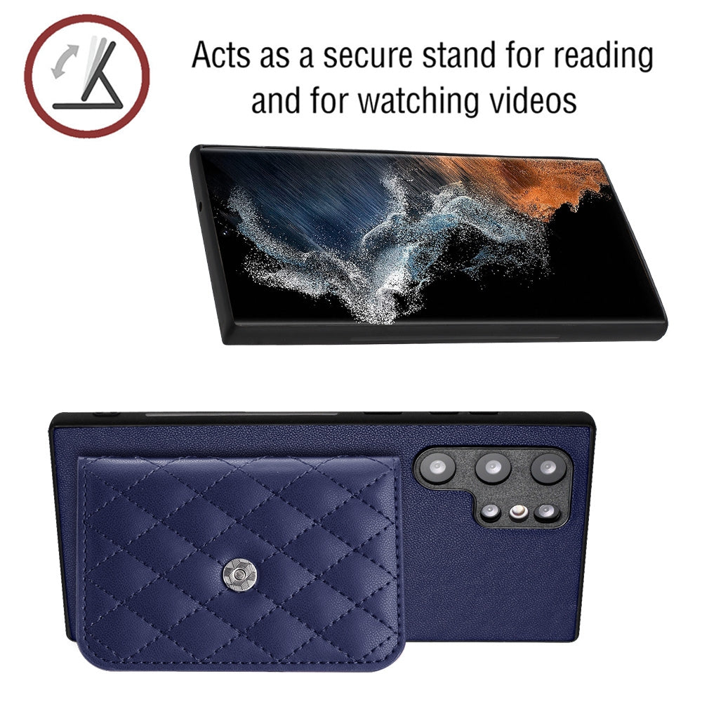 Samsung Galaxy S22 Ultra 5G Leather Case with Card Holder & RFID Protection, Long Lanyard Included
