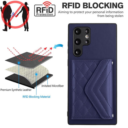 Samsung Galaxy S22 Ultra 5G Leather Case with Card Holder & RFID Protection, Long Lanyard Included