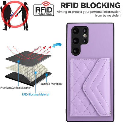 Samsung Galaxy S22 Ultra 5G Leather Case with Card Holder & RFID Protection, Long Lanyard Included