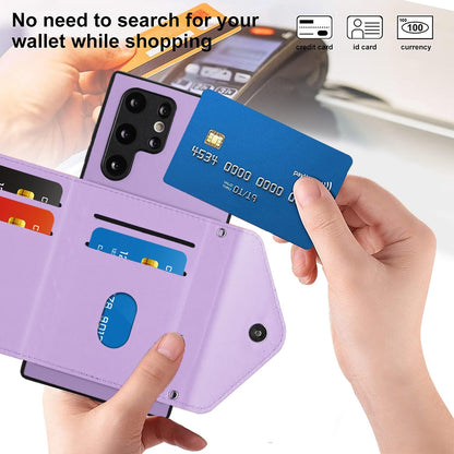 Samsung Galaxy S22 Ultra 5G Leather Case with Card Holder & RFID Protection, Long Lanyard Included