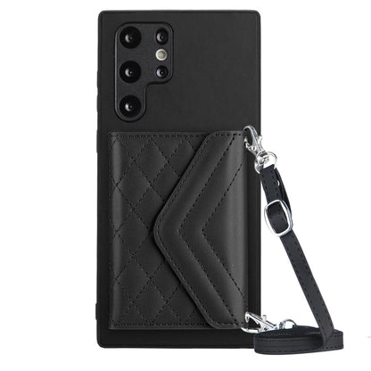 Samsung Galaxy S22 Ultra 5G Leather Case with Card Holder & RFID Protection, Long Lanyard Included