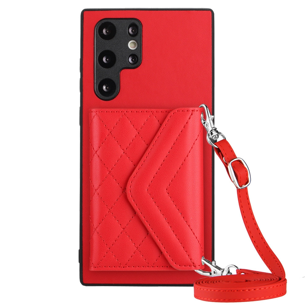 Samsung Galaxy S22 Ultra 5G Leather Case with Card Holder & RFID Protection, Long Lanyard Included