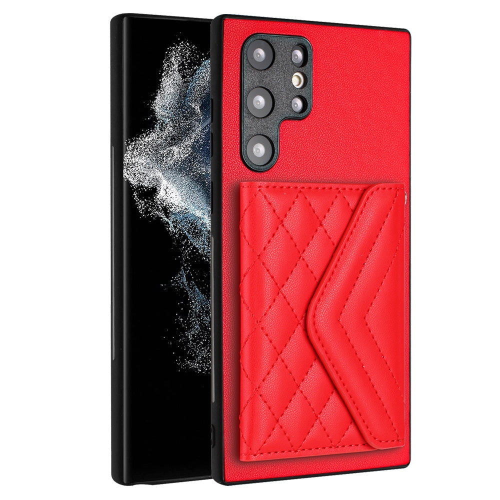 Samsung Galaxy S22 Ultra 5G Leather Case with Card Holder & RFID Protection, Long Lanyard Included
