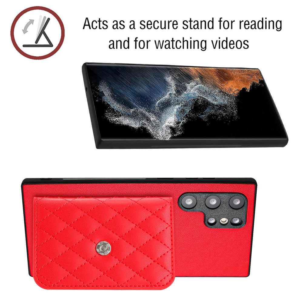 Samsung Galaxy S22 Ultra 5G Leather Case with Card Holder & RFID Protection, Long Lanyard Included