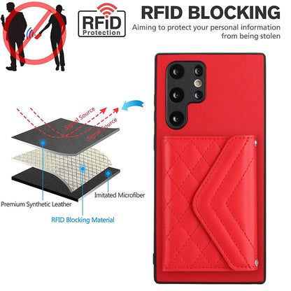 Samsung Galaxy S22 Ultra 5G Leather Case with Card Holder & RFID Protection, Long Lanyard Included