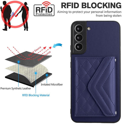Samsung Galaxy S22 5G Leather Case with Card Holder & RFID Protection, Long Lanyard Included