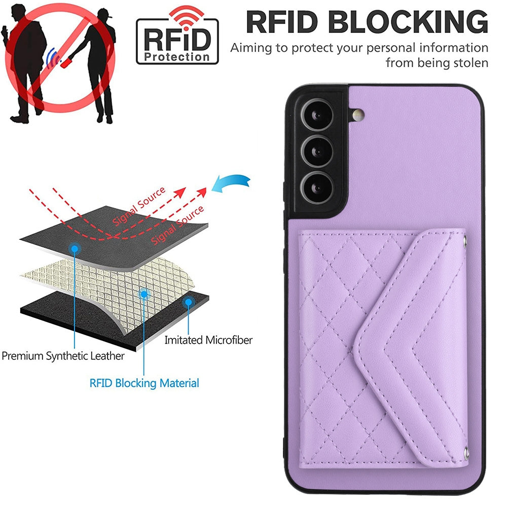 Samsung Galaxy S22 5G Leather Case with Card Holder & RFID Protection, Long Lanyard Included