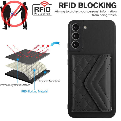 Samsung Galaxy S22 5G Leather Case with Card Holder & RFID Protection, Long Lanyard Included