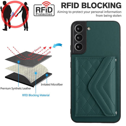 Samsung Galaxy S22+ 5G Leather Case with Card Holder & RFID Protection, Long Lanyard Included