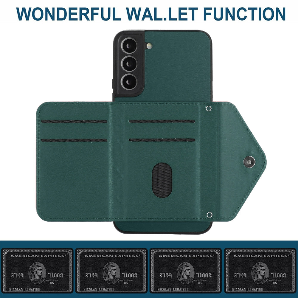 Samsung Galaxy S22+ 5G Leather Case with Card Holder & RFID Protection, Long Lanyard Included
